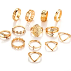 Gouden Vintage Dertiendelige Ringen Set