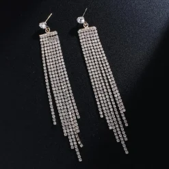 Gouden Waterval Oorbellen met Strass