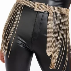 Gouden Waterval Strass Bodychain met Gesp