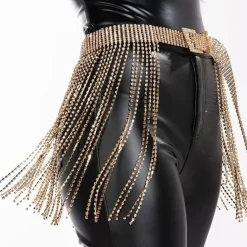 Gouden Waterval Strass Bodychain met Gesp