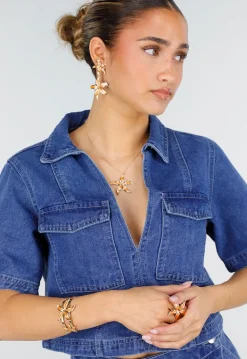 Gouden Zeester Sieraden Set met Ketting Oorbellen Armband en Ring
