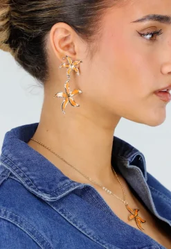 Gouden Zeester Sieraden Set met Ketting Oorbellen Armband en Ring