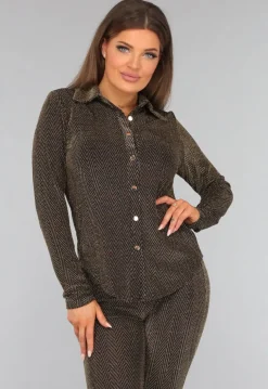 Gouden Zigzag Glitter Blouse