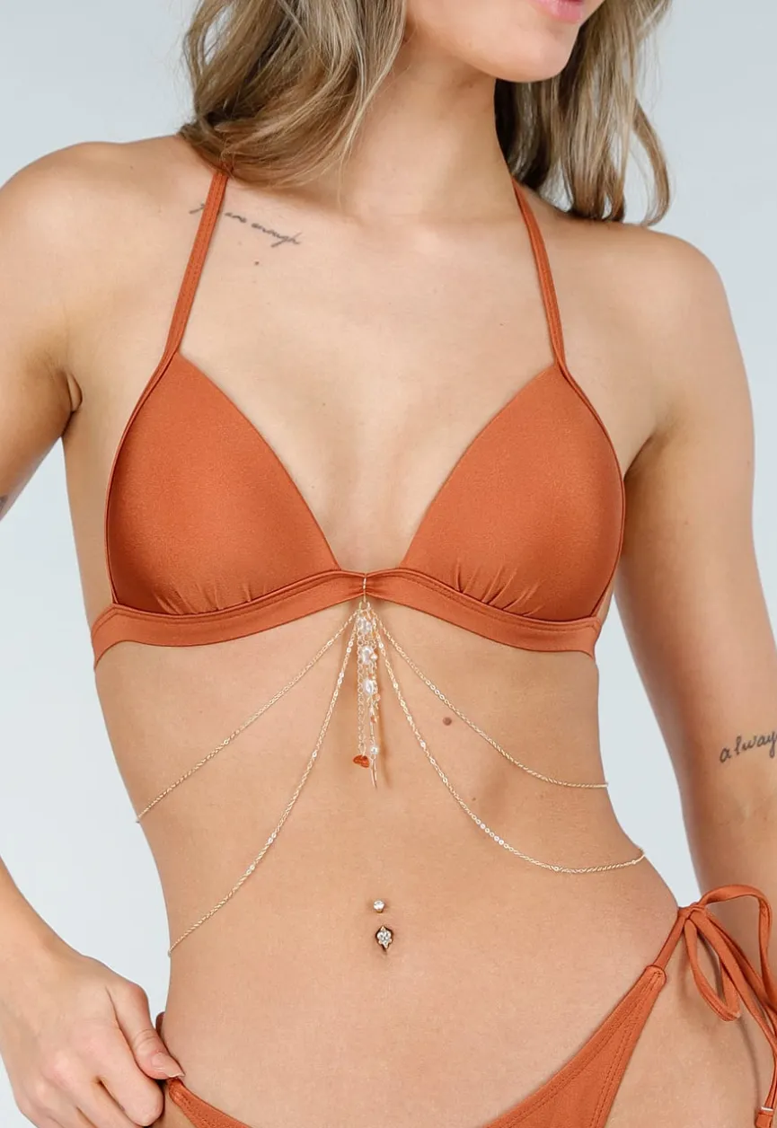 Goudkleurige Bodychain met Fijne Kettinkjes voor Bikini of Bh