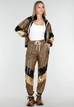 Goud Zwart Gabber Pak met Retro Glans en Sportieve Stretch
