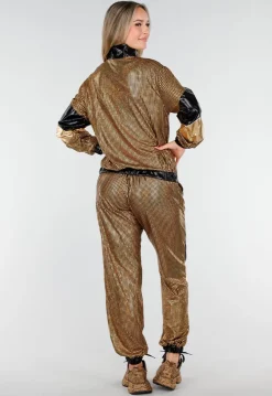 Goud Zwart Gabber Pak met Retro Glans en Sportieve Stretch