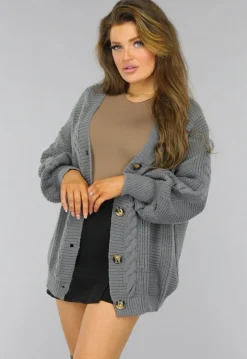 Grijs Oversized Gebreid Vest