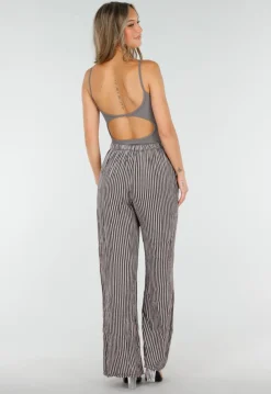 Grijze Bodysuit met Spaghetti Bandjes en Pads