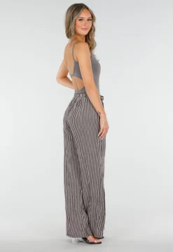 Grijze Bodysuit met Spaghetti Bandjes en Pads