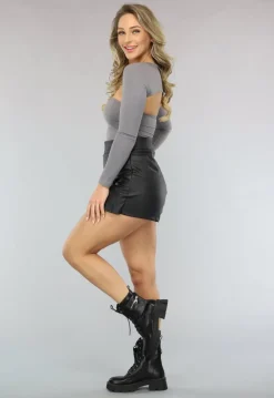 Grijze Elastische Bandeau Top met Bijpassende Bolero