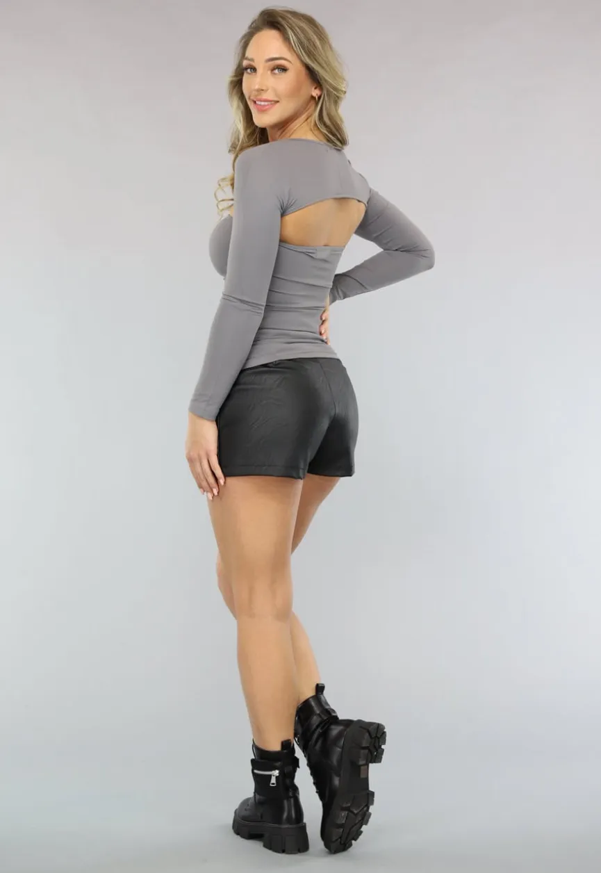Grijze Elastische Bandeau Top met Bijpassende Bolero