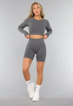 Grijze Fitness Short met Scrunch