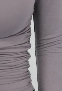 Grijze Geplooide One Shoulder Top