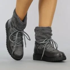 Grijze Gevoerde Snowboots met Veter