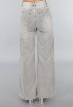 Grijze High Waist Wide Leg Jeans