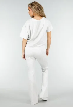 Grijze Joggingbroek met Flared Pijpen en Elastische Taille