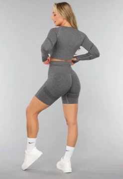 Grijze Lange Mouwen Sporttop met Duimgaten
