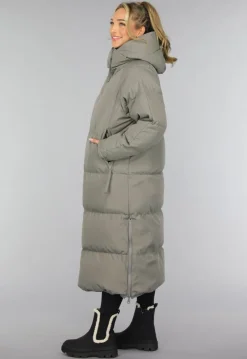 Grijze Lange Puffer Winterjas
