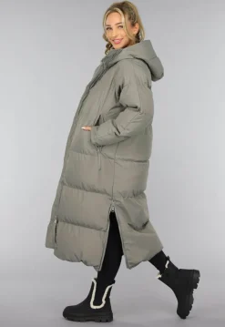 Grijze Lange Puffer Winterjas