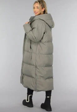Grijze Lange Puffer Winterjas
