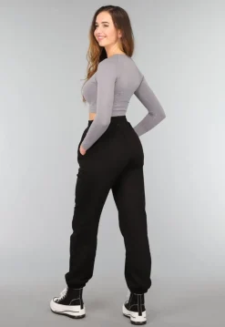 Grijze Longsleeve Cropped Sporttop