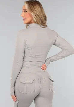 Grijze Longsleeve Fitness Set met Duimgaten