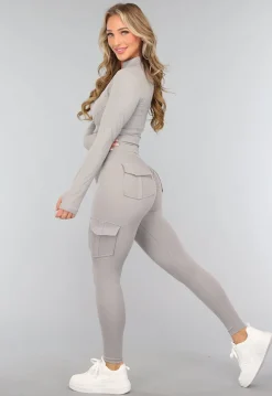 Grijze Longsleeve Fitness Set met Duimgaten