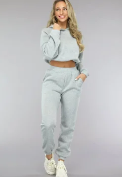 Grijze Lounge Set met Cropped Trui