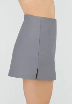 Grijze Mini Skort met A-Lijn Pasvorm en Stretch Stof