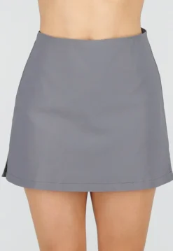 Grijze Mini Skort met A-Lijn Pasvorm en Stretch Stof