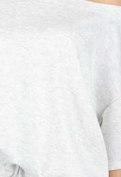 Grijze One Shoulder Top met Ingewerkte Top en Stretch
