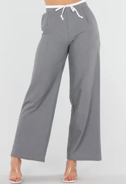Grijze Pantalon met Stretch en Trekkoord Taille