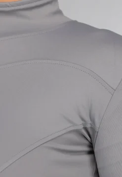 Grijze Sport Yoga Jas met Hoge Kraag