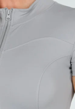Grijze Stretch Sport Playsuit met Ritssluiting