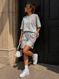 Grijze Two Piece Set met T-Shirt en Shorts
