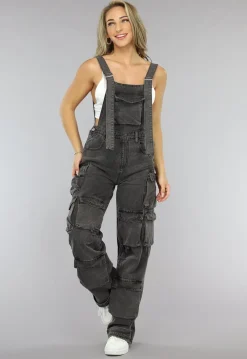 Grijze Wide Leg Cargo Tuinbroek
