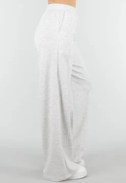 Grijze Wide Leg Joggingbroek met Elastische Taille en Stretch