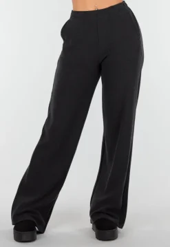 Grijze Zachte Stretch Broek met Rechte Pijpen