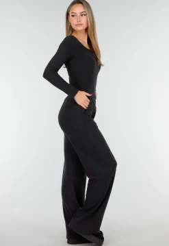 Grijze Zachte Stretch Broek met Rechte Pijpen