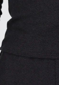 Grijze Zachte Stretch Top met Ronde Hals en Lange Mouwen