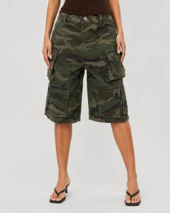 Groene Camouflage Cargo Bermuda Short met Zakken