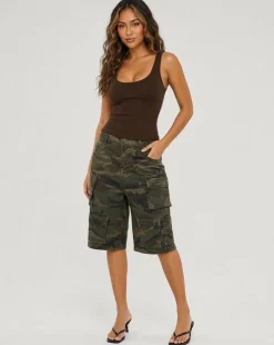 Groene Camouflage Cargo Bermuda Short met Zakken
