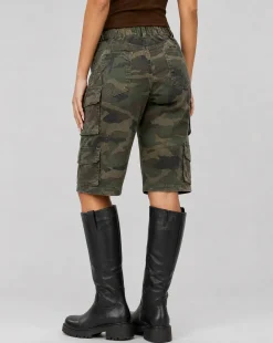 Groene Camouflage Cargo Bermuda Short met Zakken
