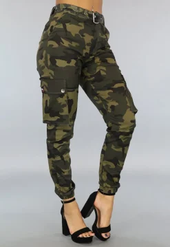 Groene Cargo Broek met Camouflage Print