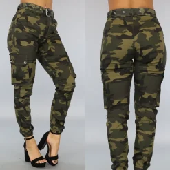 Groene Cargo Broek met Camouflage Print