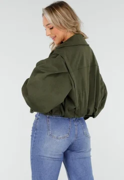 Groene Cropped Suède Trench Jas
