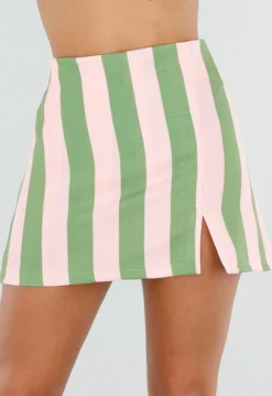 Groene Gestreepte Skort met Ingebouwd Broekje
