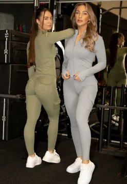Groene Longsleeve Fitness Set met Zakken