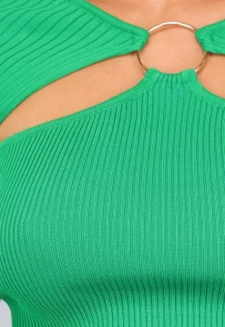 Groene Longsleeve Top met Gouden Detail