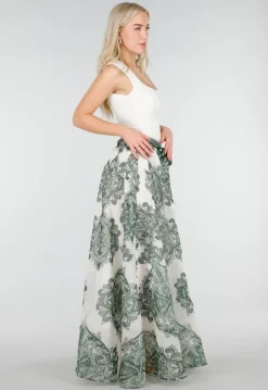 Groene Maxi Rok met Paisley Print en Strikceintuur